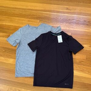 NWT (2) Boys Gray and Black Moisture Wicking Athletic T-Shirts Size L (14/16)